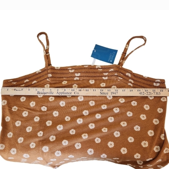 Market & Spruce Linen Blend Brown and Cream Floral Tank Size XXL - Picture 6 of 11